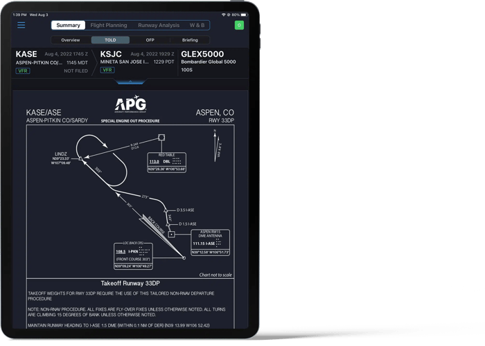 Engine out procedure diagram on a mobile device