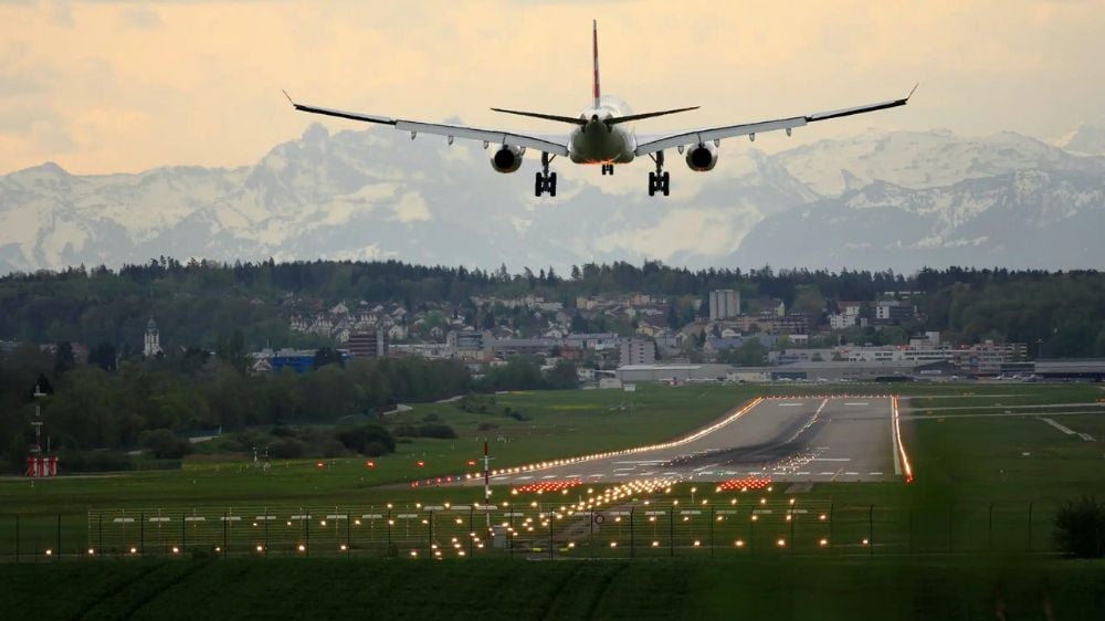 Tail view of an aircraft landing at a Colorado airport
