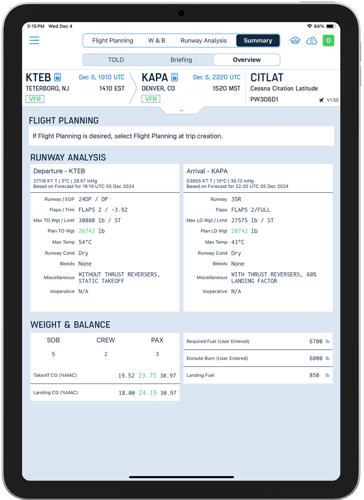 Flight Overview Light iPad