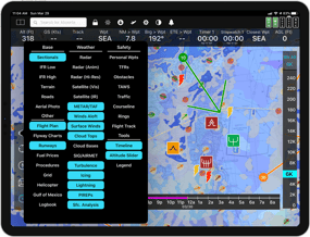 Product Screenshot: ADS-B weather software on an iPad screen