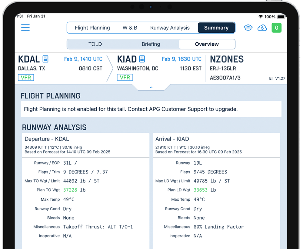 RB1- Summary-Overview Page for Flight Calculations Light-1