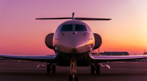 business jet at dusk