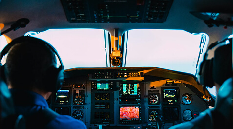 two pilots in the cockpit