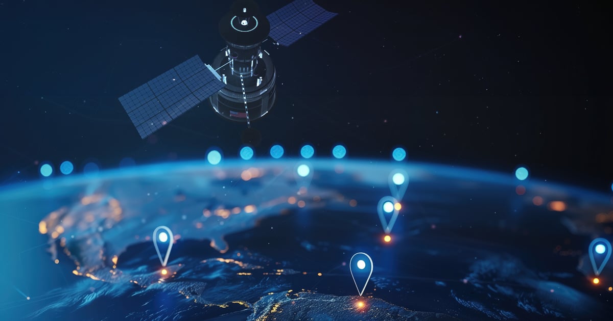 Digital rendering of earth with mapped GPS points